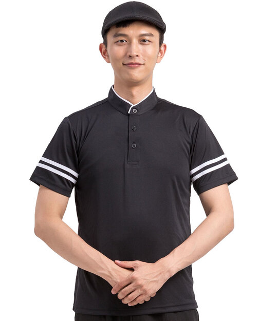 POLO衫/立領出芽-Y門襟 訂製款短袖-黑 <span>PCANB-S41-00465</span>  |商品介紹|POLO衫客製化【訂製款】|POLO衫短袖訂製中性版