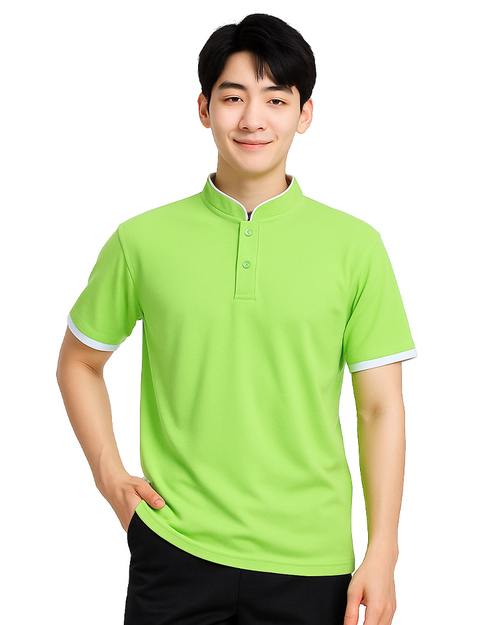 POLO衫訂製｜立領出芽｜接袖果綠配白｜<span>PCANB-S41-00470</span>
