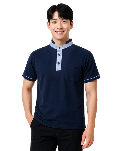 POLO衫訂製｜立領袖出芽｜丈青配藍條｜<span>PCANB-S41-00472</span>