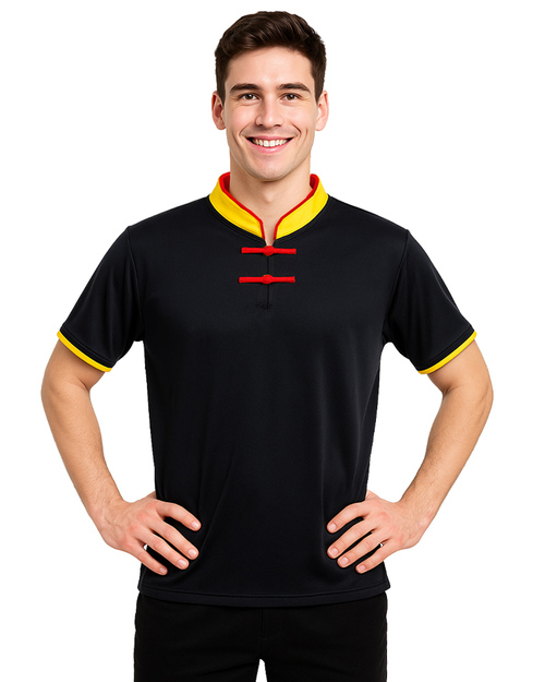 POLO衫訂製｜立領一字釦｜雙袖 黑配黃｜<span>PCANB-S41-00476c</span>