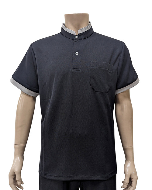 POLO衫 立領領座 黑配灰 <span>PCANB-S41-00479</span>  |商品介紹|POLO衫客製化【訂製款】|POLO衫短袖訂製中性版