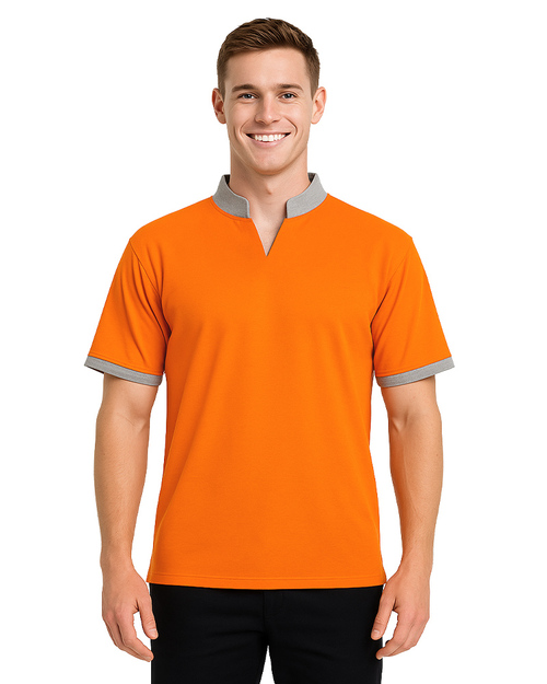 POLO衫訂製｜立領無釦 橘配灰｜<span>PCANB-S41-00480</span>