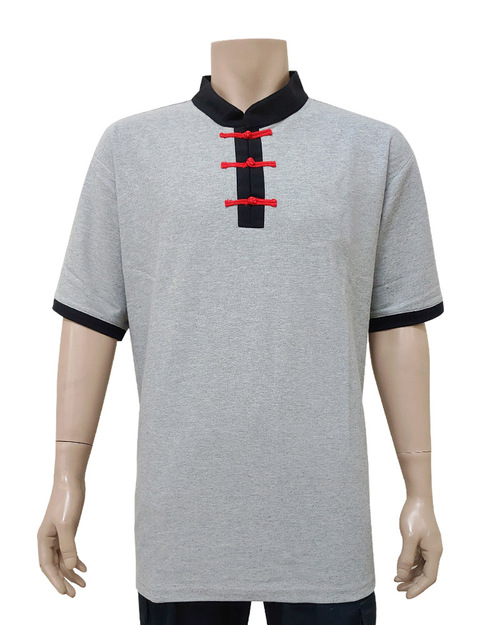 POLO衫訂製 立領一字釦 灰配黑 <span>PCANB-S41-00481</span>  |商品介紹|POLO衫客製化【訂製款】|POLO衫短袖訂製中性版