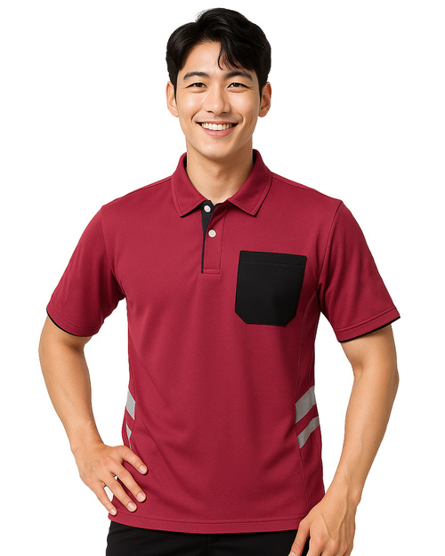反光POLO衫訂製-銀灰反光條 酒紅配黑 <span>PCANB-S61-00489</span>  |商品介紹|POLO衫客製化【訂製款】|POLO衫短袖訂製中性版