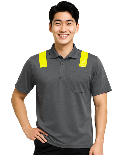 反光POLO衫訂製-黃色反光條 深灰 <span>PCANB-S61-00490</span>  |商品介紹|POLO衫客製化【訂製款】|POLO衫短袖訂製中性版