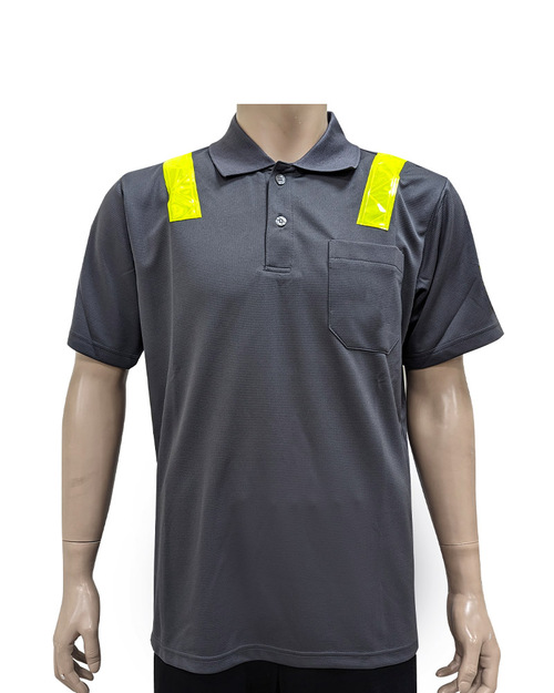 POLO衫訂製-黃色反光條 深灰 <span>PCANB-S61-00490</span>  |商品介紹|POLO衫客製化【訂製款】|POLO衫短袖訂製中性版