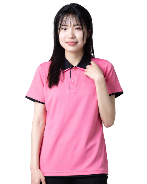 POLO衫訂製 腰身短袖-雙領雙袖雙下擺-桃紅配黑 <span>PCANG-S01-00435</span>  |商品介紹|POLO衫客製化【訂製款】|POLO衫短袖訂製腰身版