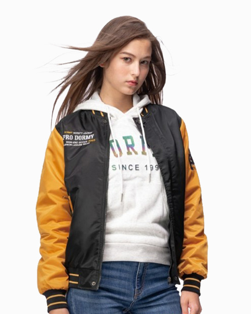 鋪棉棒球外套-黑配桔黃<span>PD-J33593</span>  |商品介紹|外套【訂製 / 現貨款】|外套WANYU【現貨款】