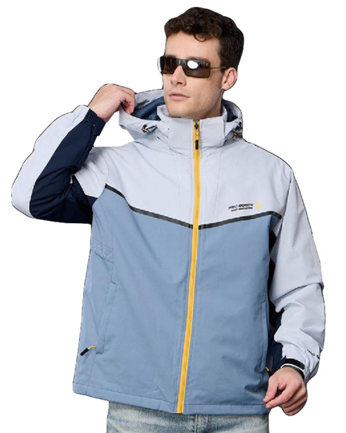 可拆帽兩件式鋪棉外套-藍配灰 <span>PD-J33721</span>  |商品介紹|外套【訂製 / 現貨款】|外套WANYU【現貨款】
