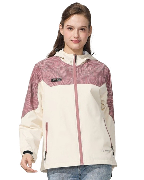 女版連帽防水透氣外套-粉配米 <span>PD-J33768</span>  |商品介紹|外套【訂製 / 現貨款】|秋冬薄外套【現貨款】