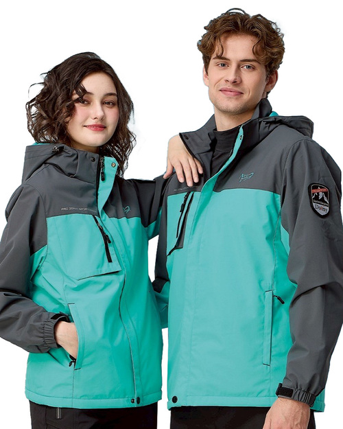 可拆帽毛裡外套-藍綠配灰 <span>PD-J33807</span>