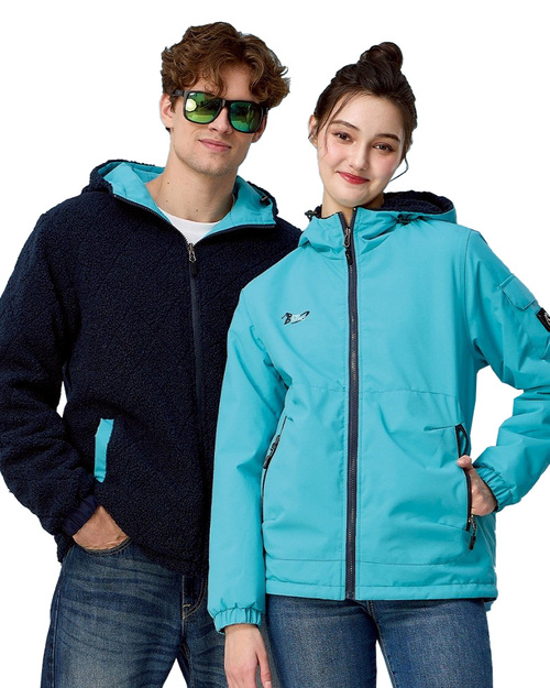 連帽雙面穿鋪棉外套-水藍 <span>PD-J33821</span>