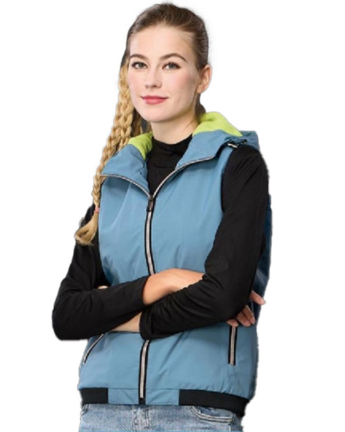連帽刷毛背心-灰藍 <span>PD-V33761</span>  |商品介紹|背心【訂製 / 現貨款】|刷毛 / 鋪棉背心【現貨款】