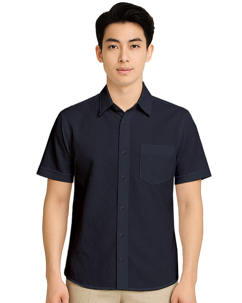 休閒襯衫 訂製 短袖 黑 <span>SCANB-605-SA01</span>  |商品介紹|襯衫/西服/專櫃制服【訂製款】|男士短袖襯衫【訂製款】