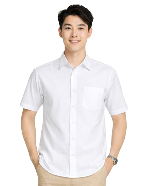 男款商務短袖襯衫｜訂製制服 白色｜ <span>SCANB-605-A01-01a</span>