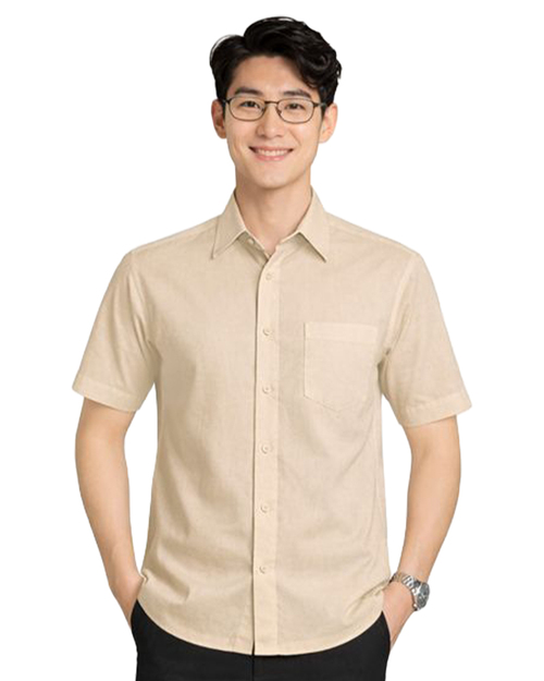 男款商務短袖襯衫-卡其｜訂製制服｜ <span>SCANB-605-A01-01c</span>