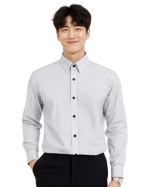 專櫃襯衫訂製｜長袖 白條紋黑｜<span>SCANBL-A02-11</span>