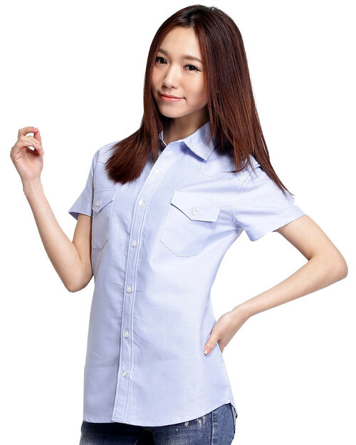 專櫃襯衫 訂製 短袖 素面水藍<span>SCANG-A01-01</span>  |商品介紹|工作服 / 專櫃服 / 襯衫【訂製款】|襯衫女 【訂製款】