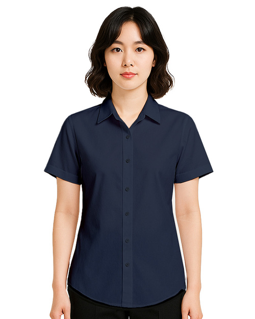 專櫃襯衫 訂製 短袖 丈青 <span>SCANG-A01-05</span>  |商品介紹|襯衫/西服/專櫃制服【訂製款】|女士短袖襯衫【訂製款】