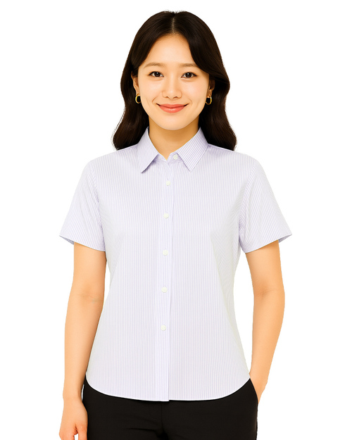 專櫃襯衫訂製｜短袖 白條紋紫｜<span>SCANG-A01-07</span>