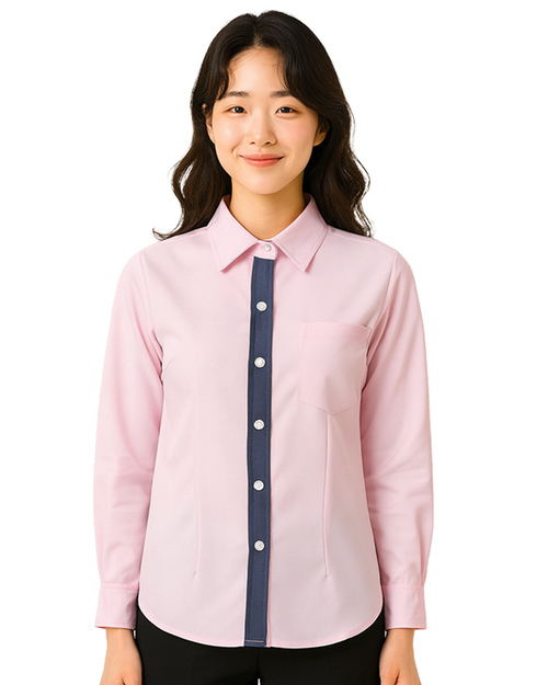 專櫃襯衫訂製｜長袖 粉配灰｜<span>SCANGL-A02-04</span>