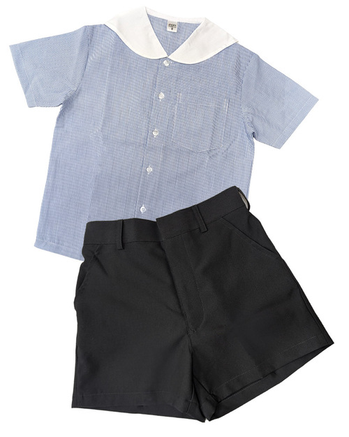 校服制服短袖  藍配深灰 <span>SCHUNI-B01</span>  |商品介紹|學校制服/幼兒園制服|學生制服【訂製款】