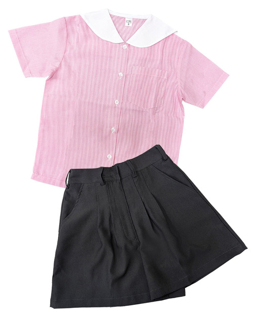 校服制服短袖  粉紅配深灰 <span>SCHUNI-B02</span>  |商品介紹|學校制服/幼兒園制服|學生制服【訂製款】
