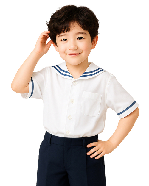 校服制服短袖-白配丈青 <span>SCHUNI-B05</span>