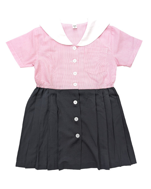 校服制服連身裙 粉紅配深灰 <span>SCHUNI-D01</span>  |商品介紹|學校制服/幼兒園制服|學生制服【訂製款】