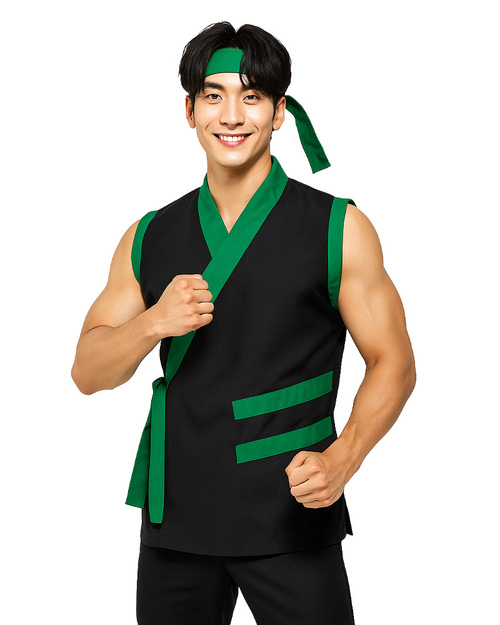 太鼓服 訂製｜無袖黑配綠｜<span>SHO-C10b</span>