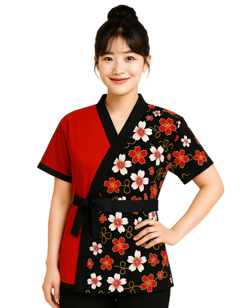 太鼓服 訂製｜昇華花布黑配紅｜<span>SHO-C11</span>