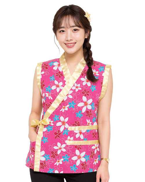 無袖太鼓服 訂製｜昇華花布粉配金｜<span>SHO-C16</span>