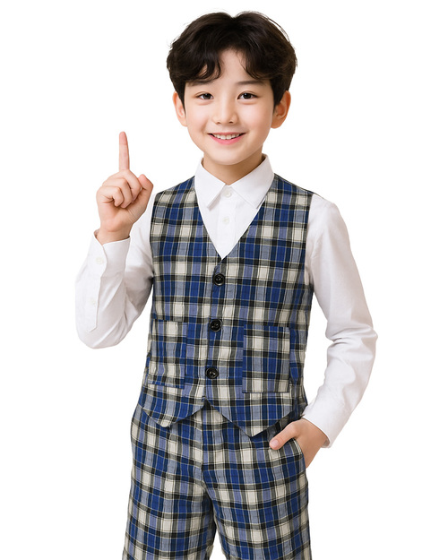 合唱團服 藍格子背心褲裝<span>SHO-D07</span>  |商品介紹|表演服 / 功夫服 【訂製 / 現貨】|合唱團制服【訂製款】