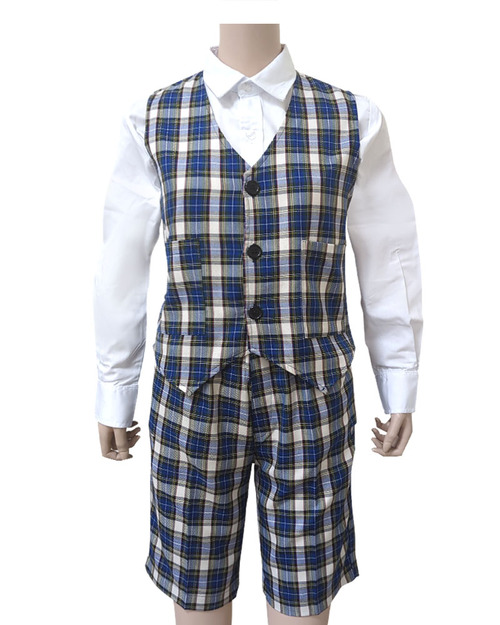 合唱團服 藍格子背心褲裝<span>SHO-D07</span>  |商品介紹|表演服 / 功夫服 【訂製 / 現貨】|合唱團制服【訂製款】