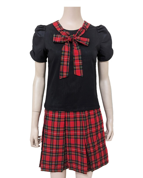 合唱團服訂製 黑配紅格子-女款<span>SHO-D11</span>  |商品介紹|表演服 / 功夫服 【訂製 / 現貨】|合唱團制服【訂製款】