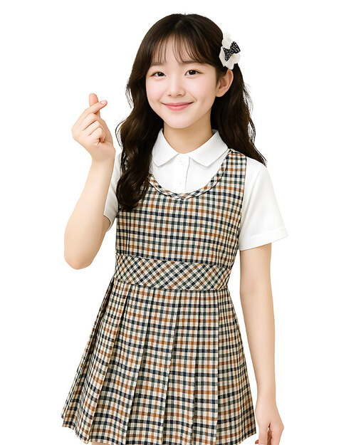 合唱團服 卡其格子洋裝<span>SHO-D13</span>  |商品介紹|表演服 / 功夫服 【訂製 / 現貨】|合唱團制服【訂製款】