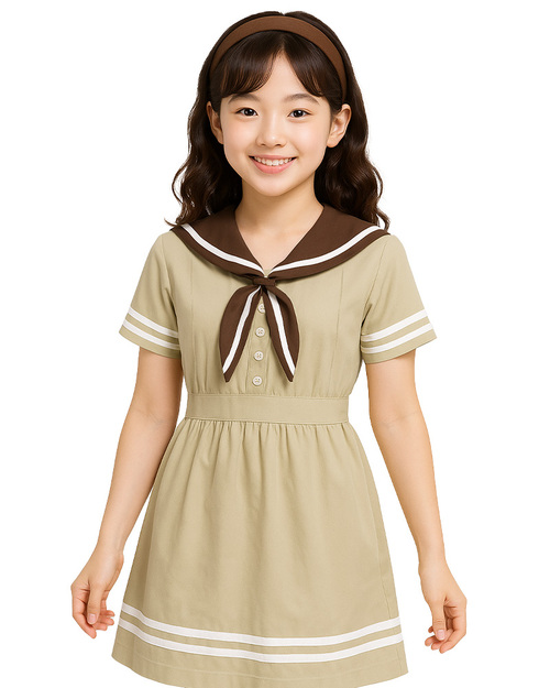 合唱團服 水手洋裝 訂製 卡其<span>SHO-D14b</span>  |商品介紹|表演服 / 功夫服 【訂製 / 現貨】|合唱團制服【訂製款】