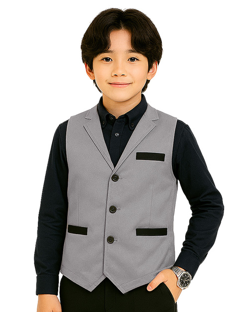 合唱團服 背心 灰配黑 <span>SHO-D28</span>  |商品介紹|表演服 / 功夫服 【訂製 / 現貨】|合唱團制服【訂製款】