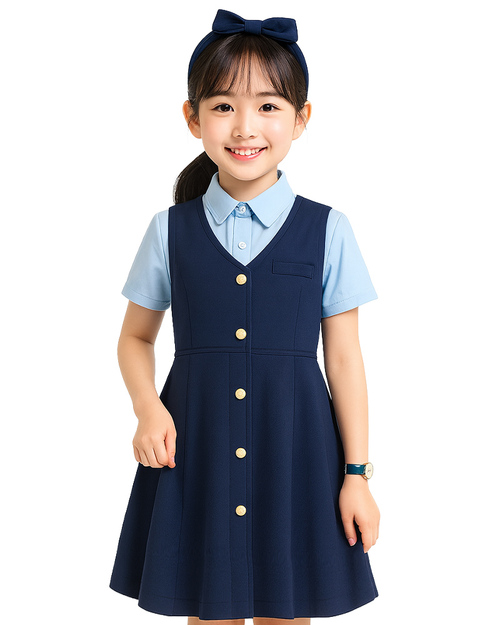 合唱團服 藍色連身百摺洋裝｜ <span>SHO-D31</span>