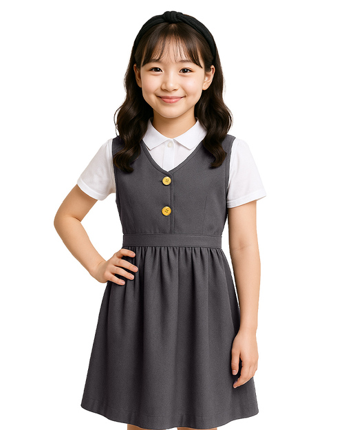 合唱團服 洋裝 灰配金釦｜ <span>SHO-D32</span>