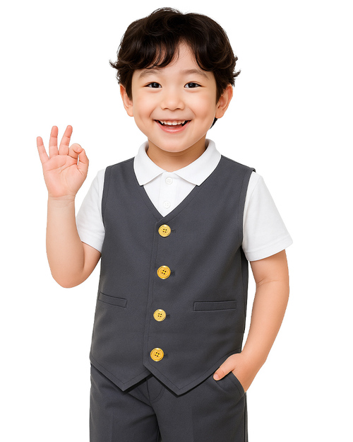 合唱團服 背心 灰配金釦｜ <span>SHO-D33</span>