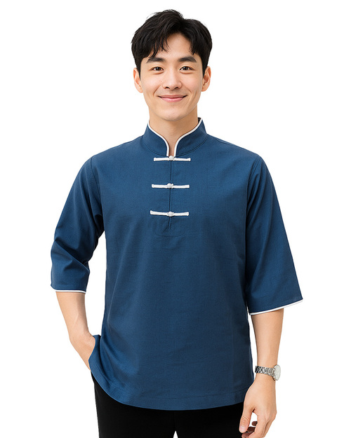 半開襟唐裝-牛仔藍<span>SHO-EC01b</span>