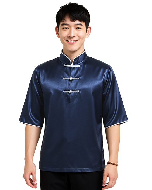 半開襟唐裝-緞布丈青<span>SHO-EC01d</span>