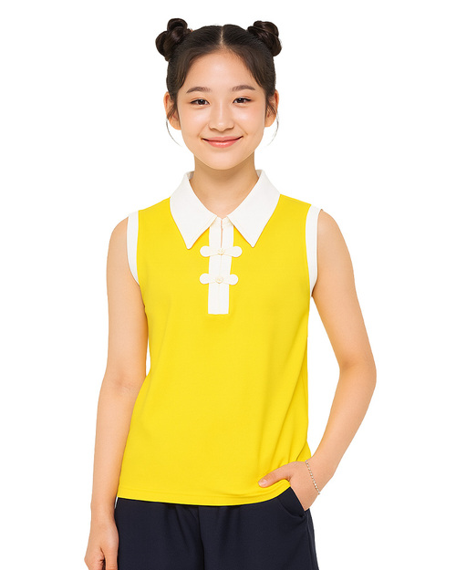 中式表演服 無袖背心 黃配白｜ <span>SHO-EE01</span>
