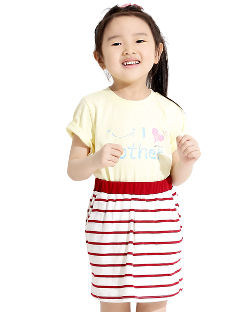 條紋 窄裙 白底紅條 童<span>SKCANK-B01-00442</span>