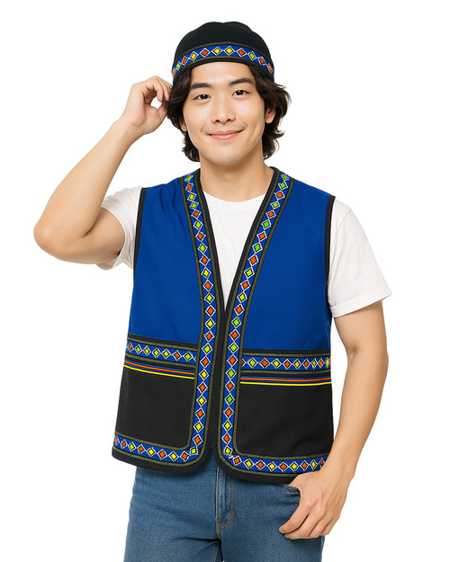 昇華/原住民圖騰背心｜訂製款-藍配黑｜<span>SU-E07D</span>