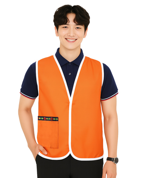 昇華背心 圖騰口袋 反光條背心 訂製款 橘色 <span>SU-E08</span>