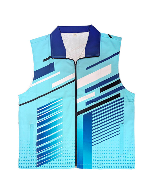 昇華 背心 訂製款 彩色斜條水藍配藍 <span>SU-VEST-A02d</span>  |商品介紹|昇華專區 (客戶範例) 【訂製款】|昇華背心【訂製款】