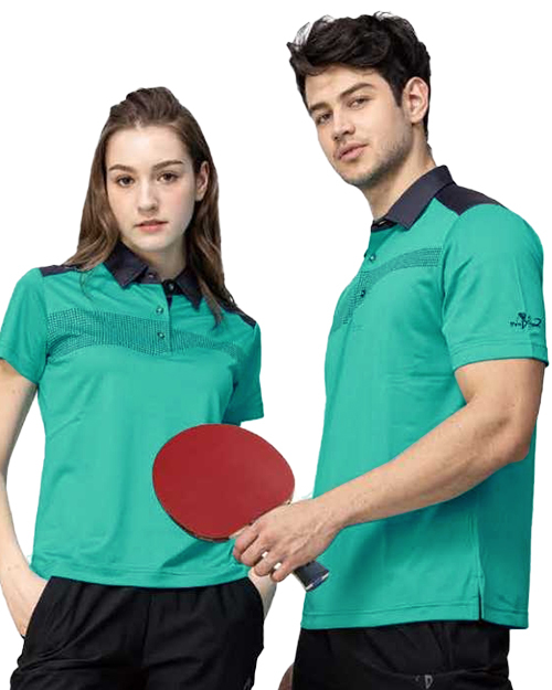 休閒POLO-TOP彈性排汗布-藍綠<span>男版PD-T23947女版PD-T23948</span>  |商品介紹|休閒 POLO衫【現貨款】|POLO衫 WANYU短袖【現貨款】