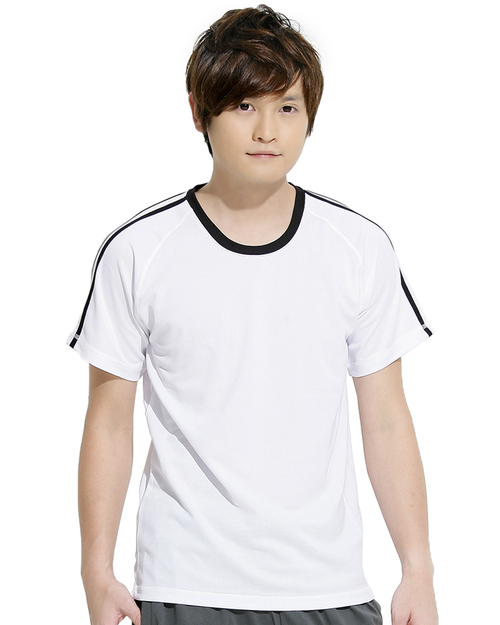 T恤訂製款圓領運動風中性-白配黑肩線二條 <span>tcanb-a01-00010</span>